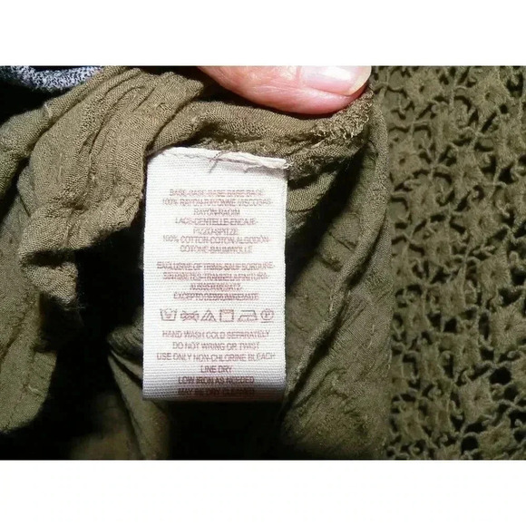 Free People The Best Blouse Button Top Crochet Open Back in Forest Green Boho - Picture 7 of 11